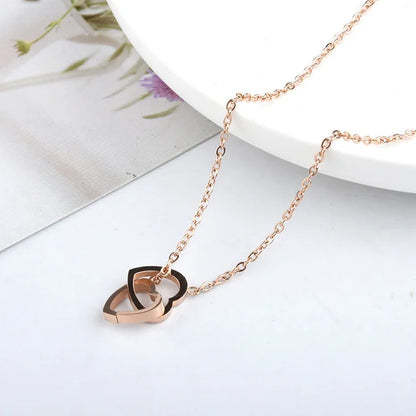 Double Heart Pendant Necklace