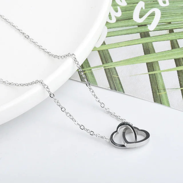 Double Heart Pendant Necklace